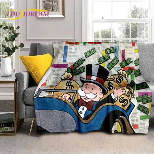 Giochi 3D Dollar monopy Money Rich coperta, coperta morbida per la casa camera da letto divano Picnic Travel Office Cover coperta per bambini - immagine 2