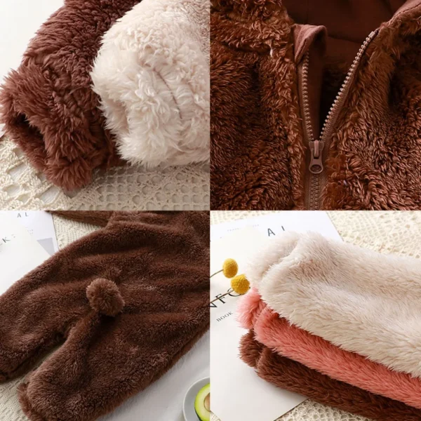 Vestiti invernali per bambini Simpatico cartone animato Orso Pagliaccetti per bambini Pigiama in cotone Infantile Ragazzo Ragazze Costume animale Tuta con cerniera 0-24 mesi 5