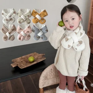 Sciarpe calde per neonati Scialli coreani per bambini con orsetto simpatico cartone animato Sciarpe calde autunno inverno per oggetti di scena per fotografia di ragazze appena nati 1