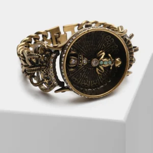 Bracciale vintage a forma di rana con corona in stile corte retrò Europa e America, accessorio di gioielli alla moda per le donne 1