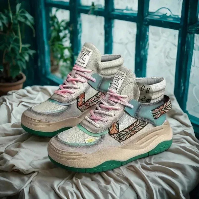 Fujin 5CM Sneakers con plateau in vera pelle Donna Lady Platform Causale Autunno Autunno Inverno Moda Sneakers Scarpe Stivaletti 4