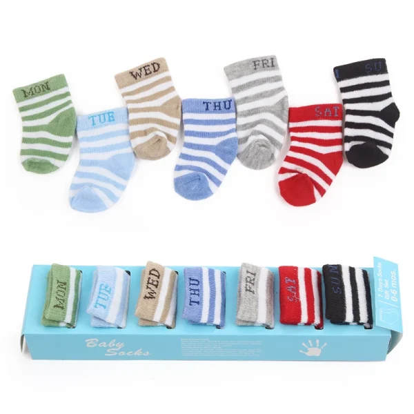 Set da 7 paia per calzini per bambini in morbido cotone simpatico animale sorriso viso primavera e autunno per 0-6 mesi ragazzi e ragazze W0040W0052 4