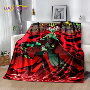 Cartoon H-Helluva Boss Blitzo H-Hazbin Hotel Morbida coperta di flanella per letto Camera da letto Divano Picnic, Coperta da tiro per il tempo libero all'aperto 1