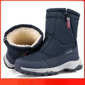 Stivali da uomo Scarpe invernali da uomo Stivali da neve caldi Scarpe calde da uomo a metà polpaccio Stivali invernali in peluche spesso per uomo Scarpe da donna in cotone 1