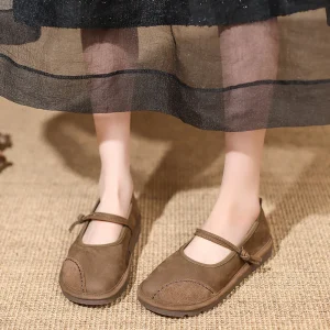 Mocassini stile etnico femminile Scarpe basse da donna Scarpe Mary Jane vintage Scarpe da ginnastica comode con cuciture in pelle alla moda retrò eleganti 1