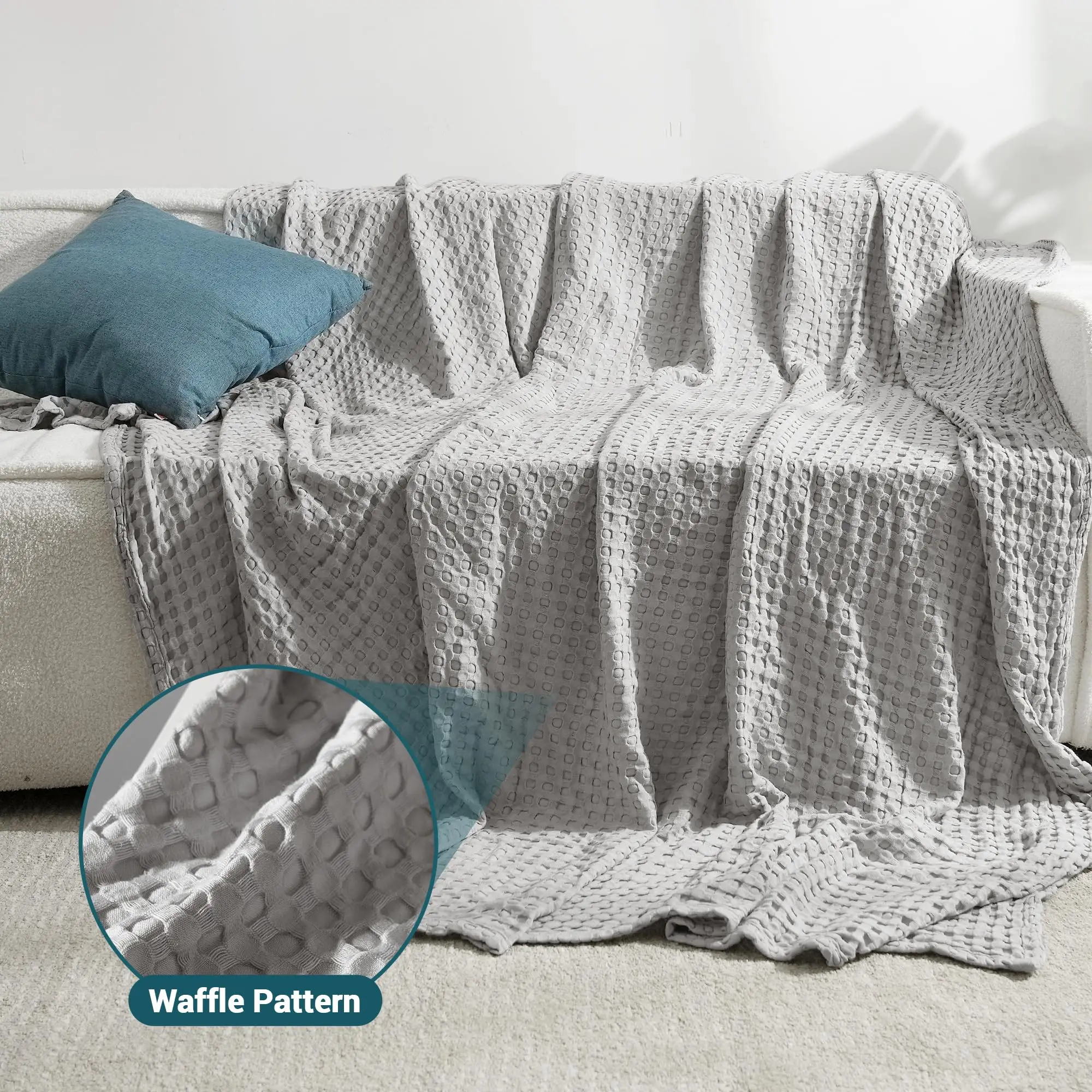 Coperta in cotone waffle: coperta estiva leggera e traspirante per pigiami caldi, lettini di lusso per letto, divano e divano 6