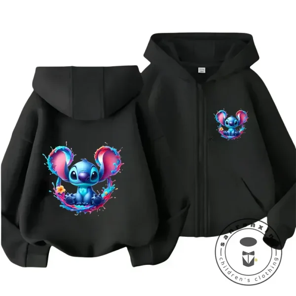 Abbigliamento per bambini Stitch Cartoon Felpa con cappuccio + pantaloni Ragazzi Ragazze Casual Felpe a maniche lunghe 2 13 anni Bambini Casual TOPS 2