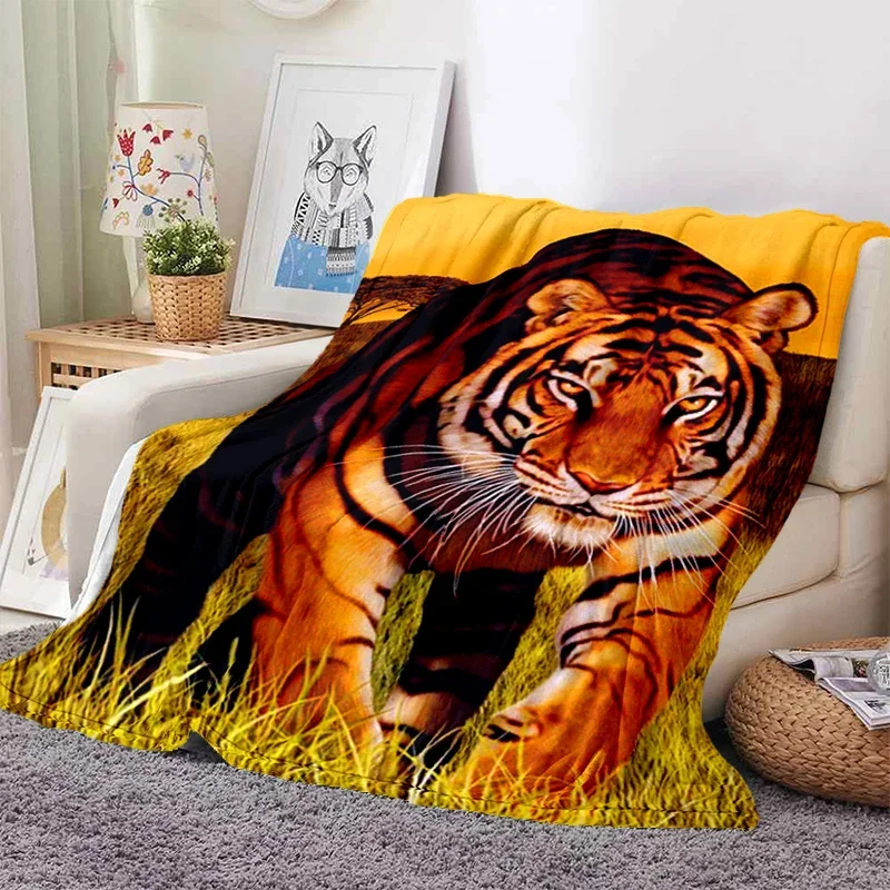 Coperta tigre 3D super morbida per la primavera autunno linea moderna arte coperta Sherpa copriletto tiro da viaggio Dropship 5