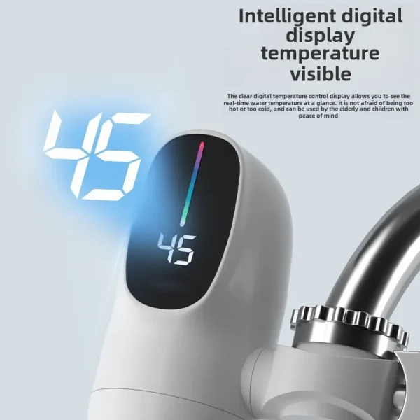 Rubinetto per scaldabagno istantaneo elettrico senza serbatoio da 3000 W per rubinetto per riscaldamento rapido da cucina con display della temperatura 2