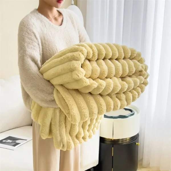 Nuove coperte a righe in peluche Coperta calda Coperta in cotone spandex a doppia faccia Trapunta condizionata ultra morbida calda e traspirante 3