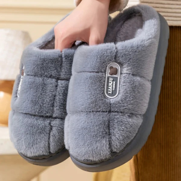 Big Size 50 51 Pantofole Invernali Donna Uomo Suola Spessa Coperta Casa Calde Coppie Scarpe Antiscivolo Piattaforma Piatta Pantofola di Cotone da Donna 3