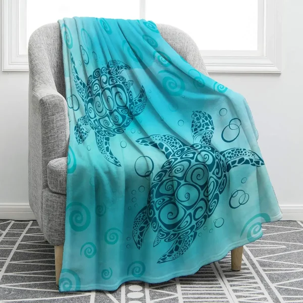 Coperte da letto in pile di flanella coperta leggera e accogliente per divano divano camera da letto adulti Teen Sea Turtle Ocean Animal Landscape 5