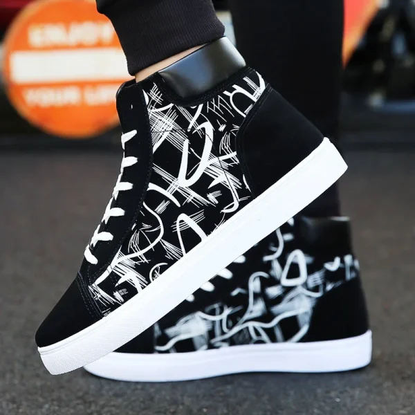 hot9 Scarpe da ginnastica alte da uomo Scarpe di tela Scarpe da strada cool Scarpe da ginnastica da uomo giovane Nero Blu Rosso Scarpe causali da uomo 2