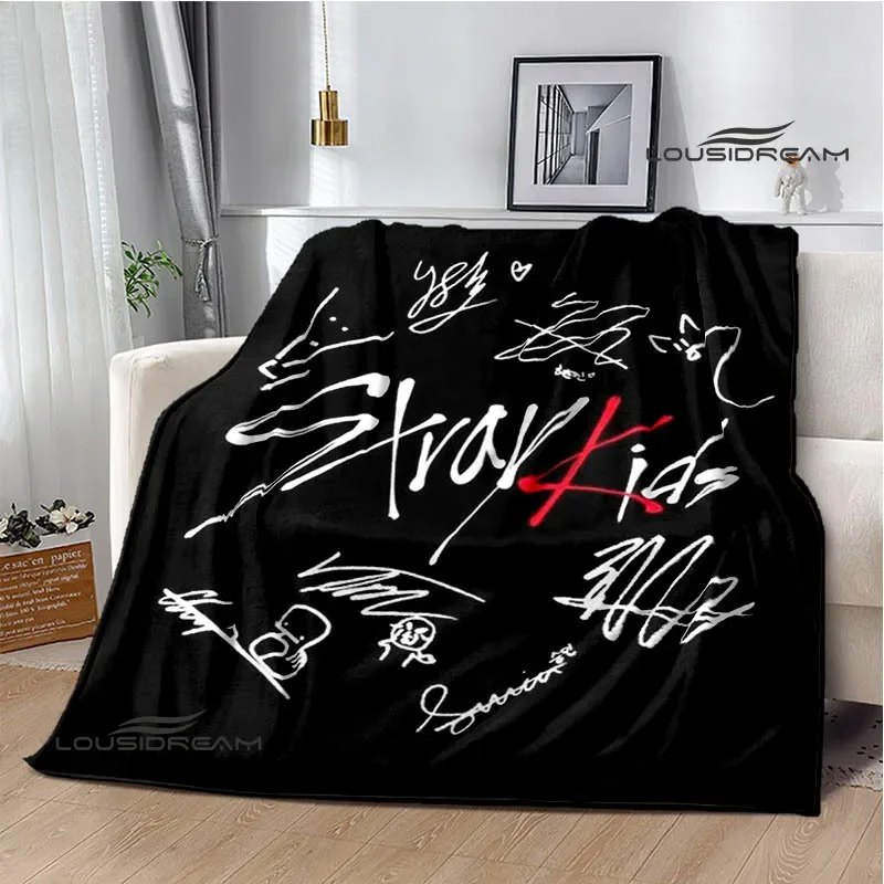 Coperta modello 3D KPOP S-Stray-K-Kids Coperta da picnic Coperte calde in flanella Fodere per letti per la casa Coperte per letti Regalo di compleanno 6