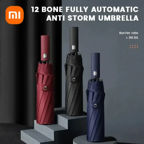 Xiaomi Mijia 24 Bone ombrello automatico Anti UV pioggia sole pieghevole ingrandisci rinforza colla nera multicolore antivento di grandi dimensioni 2