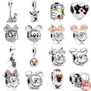 MINISO Disney Mickey Minnie Clip smalto smaltato Charms Bead per originale braccialetto in argento sterling 925 accessori collana gioielli 1