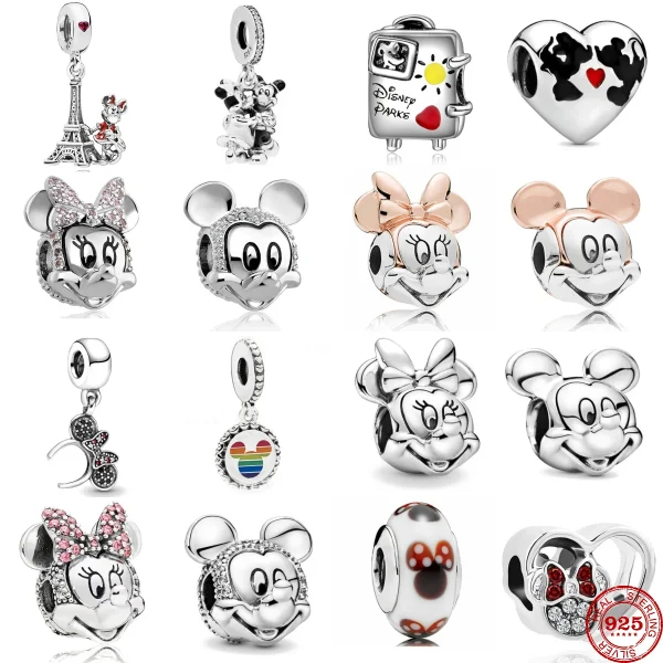 MINISO Disney Mickey Minnie Clip smalto smaltato Charms Bead per originale braccialetto in argento sterling 925 accessori collana gioielli 1