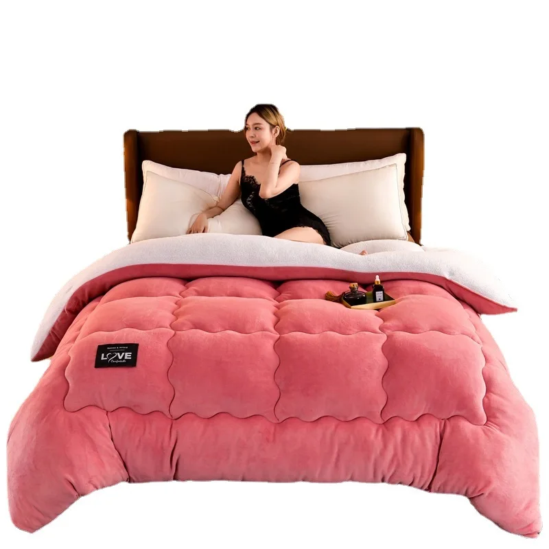 Nuova trapunta super calda in lana di agnello Trapunta invernale in cotone ispessito Coperta extra large morbida in velluto a doppia faccia in cotone caldo 6
