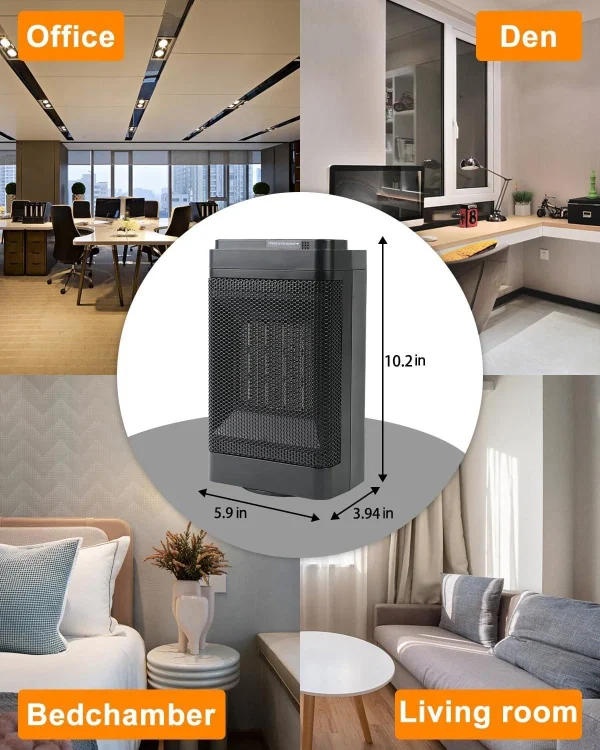Riscaldatore elettrico da 1500 W per l'inverno PTC Supporto per riscaldamento rapido Testa di controllo remoto Scuotendo il ventilatore d'aria portatile da tavolo domestico 2