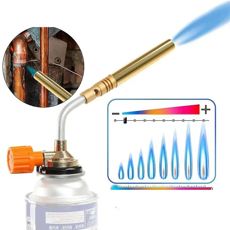 Pistola a fiamma a gas per saldatura Bruciatore butano Lanciafiamme per brasatura Pistola termica per saldatura portatile Attrezzatura per barbecue da campeggio all'aperto 3