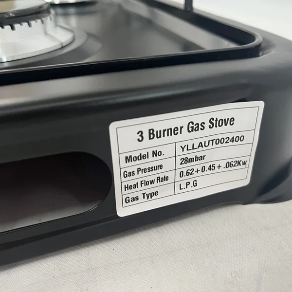 Fornello a gas portatile a tre fuochi di qualità USA con regolatore e tubo flessibile standard USA 4