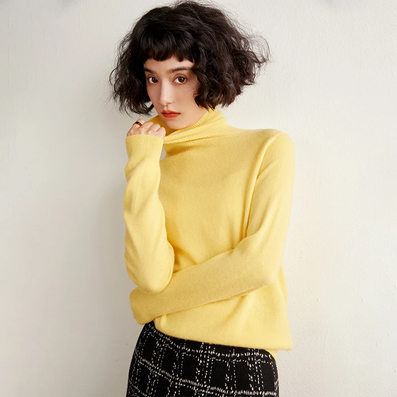 Autunno e inverno nuovo maglione da donna 100% puro cashmere lavorato a maglia pullover a collo alto morbido tinta unita top da donna di vendita caldo 2