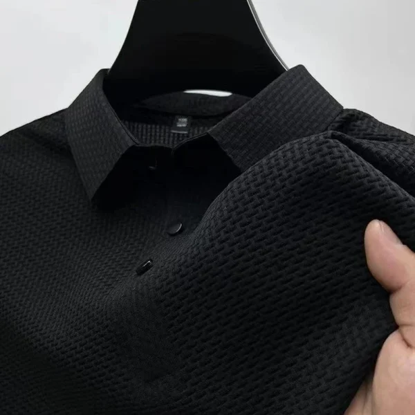 Camicia POLO da uomo nuova business casual a maniche corte con fiore in osso tinta unita moda traspirante comoda estate versatile Top 5