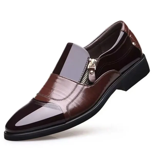 Nuove scarpe in pelle da uomo autunnali scarpe da uomo Casual comfort Casual con cerniera per affari di moda piatta antiscivolo a punta affilata 5