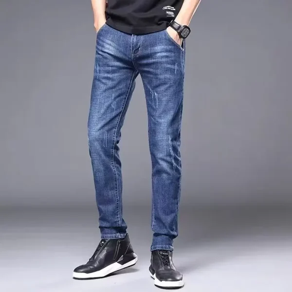 Jeans casual a gamba stretta moda uomo di marca di alta qualità Pantaloni skinny vintage di base Nuovi pantaloni in denim esterni a gamba dritta maschile 3