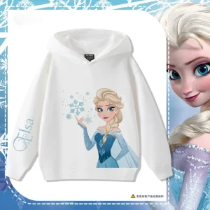 Queen Elsa che circonda le ragazze Felpa con cappuccio autunno e inverno Ragazza per bambini Top per bambini Cappotto carino a maniche lunghe 1