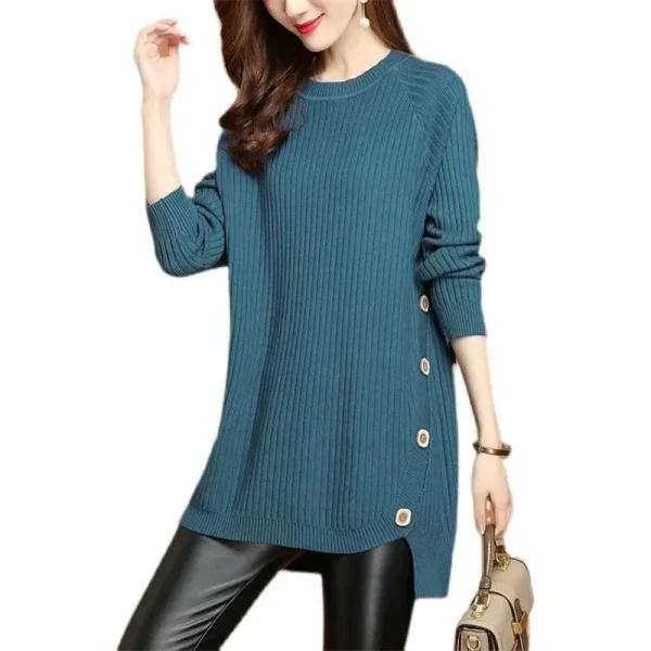 Cappotto maglione lungo da donna Primavera Autunno Inverno 2025 Nuovo pullover Giacca femminile Moda Marea Maglieria Camicia che tocca il fondo Top da donna 6