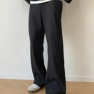 Pantaloni basic da uomo con taglio a stivale Pantaloni americani retrò decostruiti con taglio a stivale e taglio a stivale, pantaloni casual all-match cleanfit 1