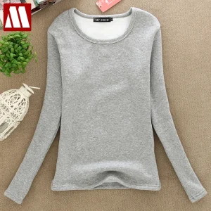 T-shirt invernale da donna slim fit T-shirt termiche spesse da donna T-shirt in velluto caldo T-shirt lunghe da donna Taglia Top 4XL 1
