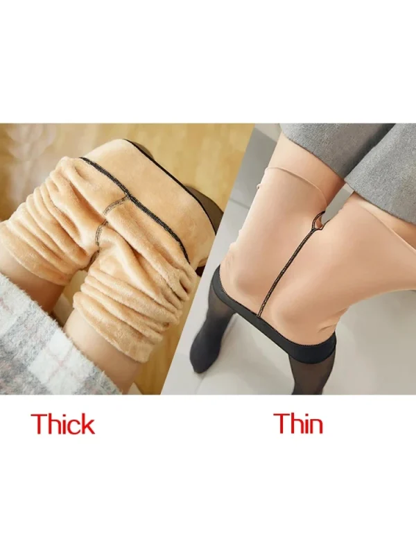 Leggings termici da donna inverno caldo sexy elastico traslucido collant femminile in pile termico a vita alta sottile addensare pantaloni attillati 4