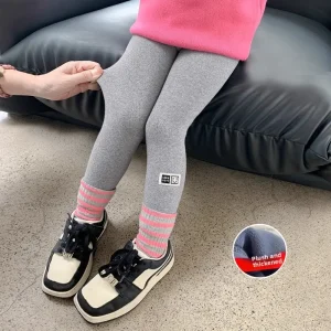 Leggings in pile invernale per ragazze da 1 a 6 anni Pantaloni di flanella monopezzo ispessiti caldi per bambini piccoli 1