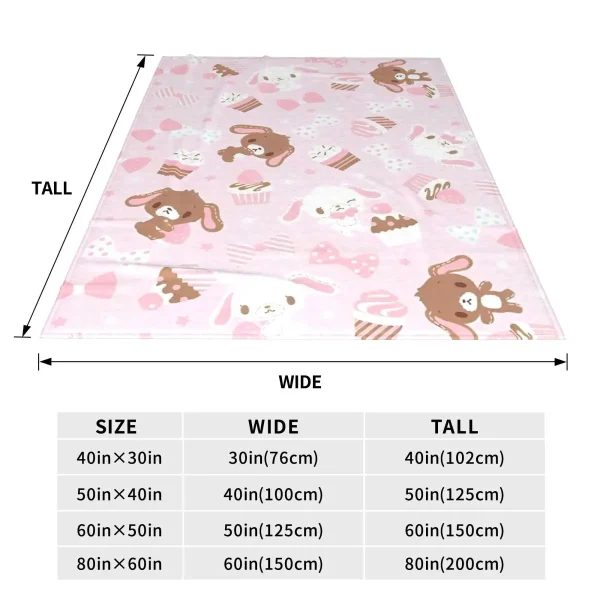 Coperta da tiro in flanella di cartone animato Sugarbunnies per divano, trapunta sottile in peluche super calda 5