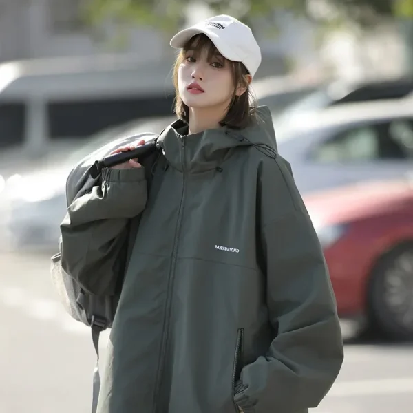Autunno Donna Giacca a vento da baseball giapponese Giacche Manica lunga Cappotto singolo Capispalla High Street Harajuku Fashion Bomber Jacket 4