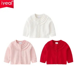 IYEAL Princess Baby Girl maglione lavorato a maglia manica lunga cotone Cardigan per bambini maglione capispalla neonato abbigliamento per bambina 1