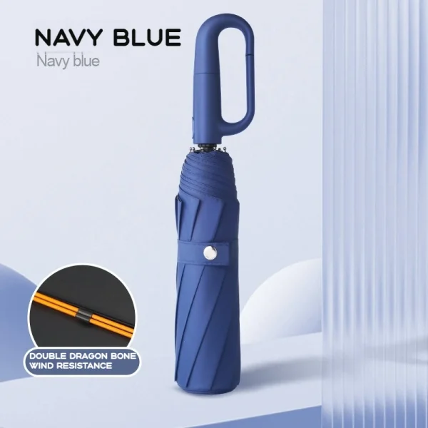 Ombrello completamente automatico con design a fibbia ad anello a 20 costole per uomo Ombrello doppio parasole pieghevole extra large e resistente da DONNA 6