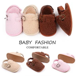 Pantofole per neonati e ragazzi in pile di corallo antiscivolo con suola morbida scarpe da interno per bambini Prewalker scarpe per primi camminatori 0-18M 1