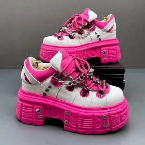 Nicchia originale rosa da uomo autunno e inverno nuovo piccolo stile punk personalità della moda scarpe casual con piattaforma rialzata 1