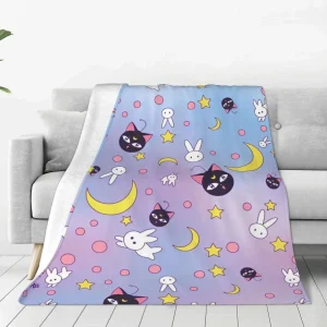 Coperta super morbida da viaggio per ufficio S-Sailor M-Moon Anime C Coperta da tiro Copriletto in flanella per camera da letto Novità Copridivano per divano letto 1