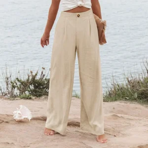 Nuovi pantaloni per donna Pantaloni eleganti a gamba larga da ufficio per donna Pantaloni a vita alta Pantaloni larghi Abiti femminili Pantalonede Mujer 1