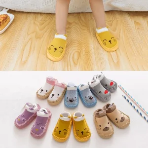Calzini per neonati primavera autunno con suola in gomma Scarpe per neonati per neonati Calzini per bambini Calzini antiscivolo con suola morbida 0-24M 1