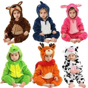 Inverno Pagliaccetti Del Bambino Pigiama Del Bambino Dinosauro Panda Squalo Cervo Mucca Animale Del Fumetto Con Cappuccio Tute Costume Cosplay Ragazzi Ragazza Pigiama 1