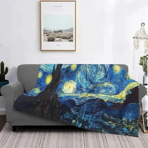 Van Gogh Art Throw coperta Starry Night flanella coperta in pile Super Soft Warm per biancheria da letto divano divano coperta in peluche per regalo 1
