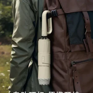 Ombrello pieghevole inverso completamente automatico con ombrelli UV a strisce riflettenti antivento per uomo e donna con manico a moschettone da viaggio 1