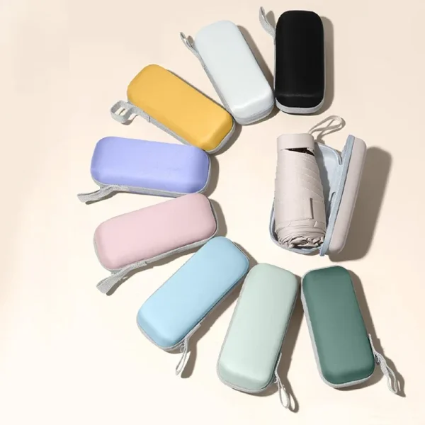 Mini Ombrello tascabile compatto per donna Leggero 5 Protezione solare pieghevole Sole e pioggia Borsa per carte piccola Ombrelli Paraguas Mujer 2