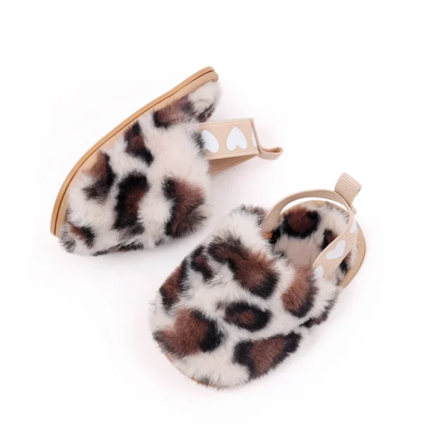 Pantofole morbide con punta in peluche per bambini invernali Primavera e autunno Scarpe da passeggio per interni per ragazzi e ragazze Scarpe da neonato per bambini con punta leopardata alla moda 5