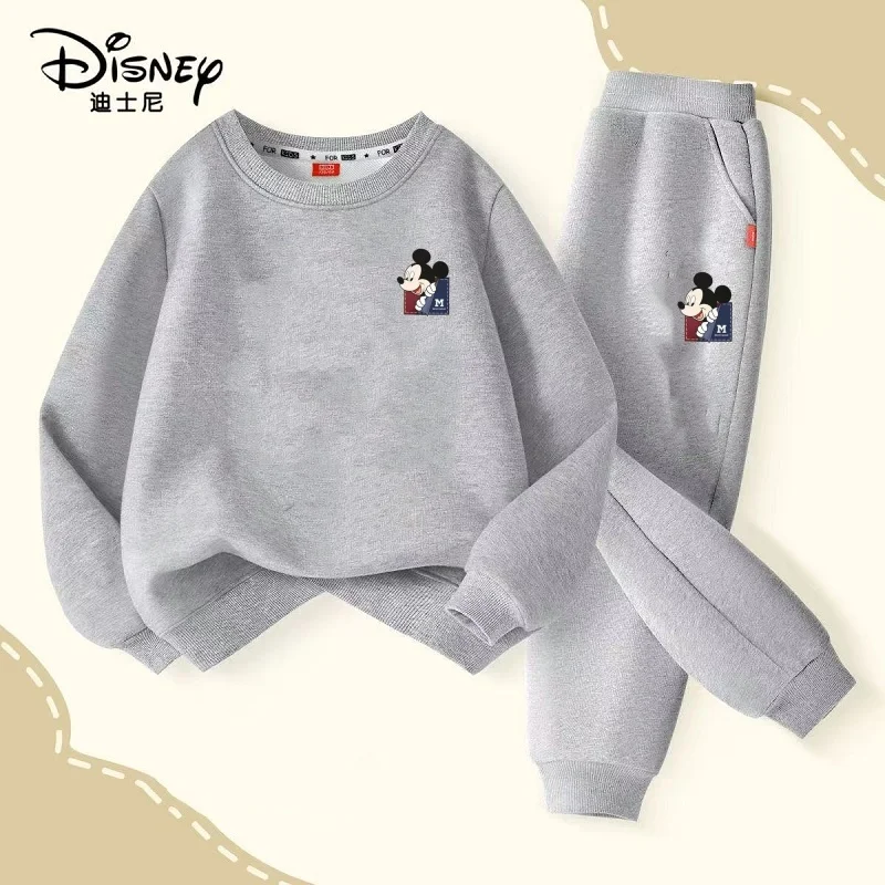 Set di vestiti per bambina autunnale per bambini Felpa con stampa Disney Topolino Top e pantaloni Fondo 2 pezzi Tuta in cotone per bambini 1